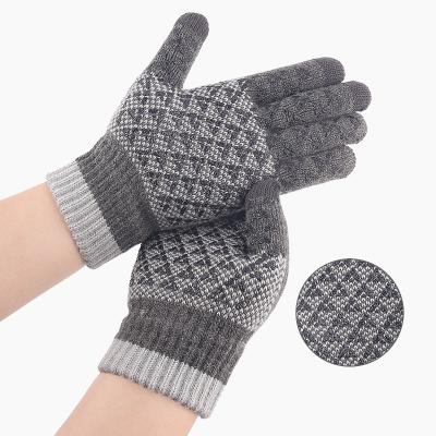 China Outdoor Thickened Touch Screen Warm Touch Screen Knitted Gloves For Autumn And Winter for sale