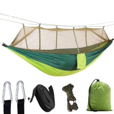 China Realsin Double Person Hammock Sleep Bed Hanging Outdoor Portable Parachute Nylon Camping Hammock With Mosquito Net for sale