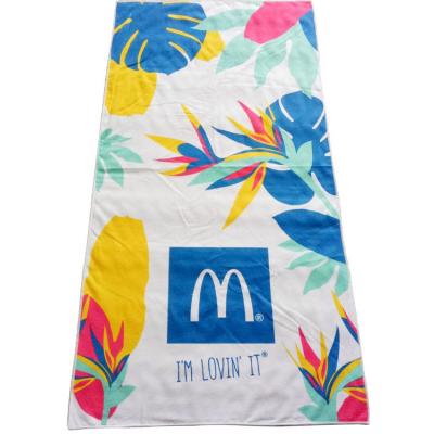 China Private label soft quick dry beach towel serviette de plage custom 100% polyester microfiber disperse print beach towels for sale