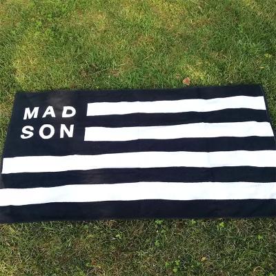 China Black and white striped jacquard beach towel cotton terry woven yarn dyed jacquard towel custom luxury jacquard towels for sale