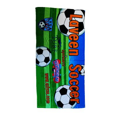 China High Class Velour Reactive Printing Cotton Towel Terry Beach Towel Soccer Ball Pattern Kids Beach Towel for sale