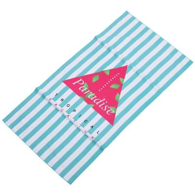 China Amazon hot sale fabric stripe sandfree custom logo wholesale rainbows blue and white beach towels with logo custom print for sale