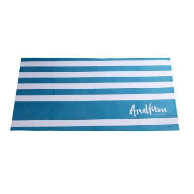 China wholesale rainbows blue and white beach towels with logo custom print microfiber fabric stripe beach towel custom logo for sale