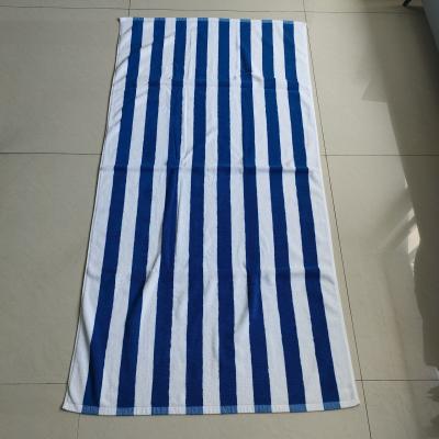 China 2022 new arrival 100% cotton yarn dyed jacquard beach towel with blue and white stripe for sale