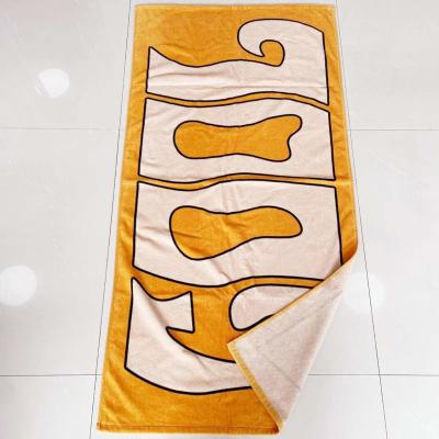 China 100% cotton double sides printing custom beach towel double sided printed oversize yellow cotton beach towel orange beac for sale