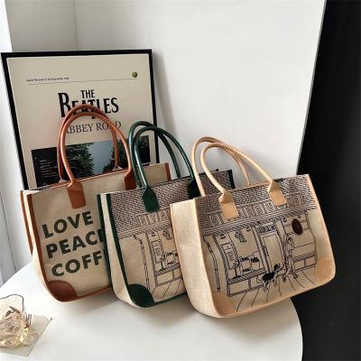 China INS style anti-theft designer newly designed high-end large-capacity full-matching canvas bag women's handbag shoulder bag for sale