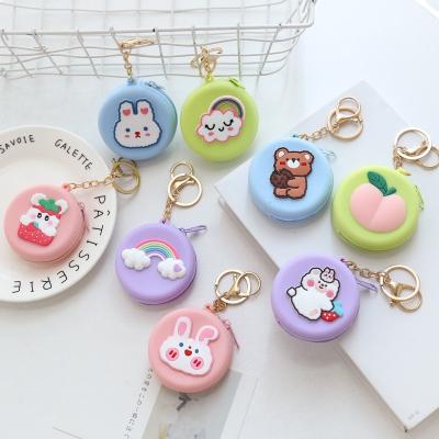 China Fashion Factory Wholesale Mini Silicone Coin Purse Cartoon Printing Earphone Sleeve Animal Storage Box For Girls for sale