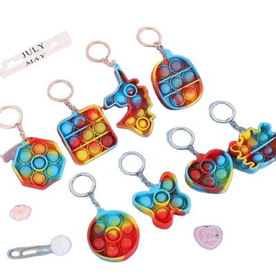 China Factory Wholesale Fashionable Wiggle Toy Keychain Bubble Silicone Jewelry Decompression Pendant Key Chain for sale