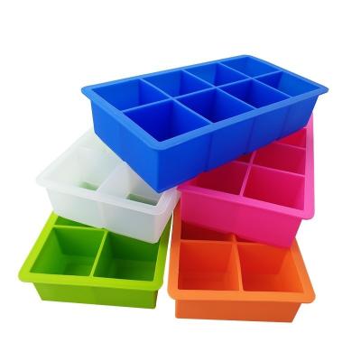 China Viable Custom Tray Large Capacity Pudding Silicone Popsicle Mold Silicone Ice Mold 8 Grid Ice Maker Tray for sale