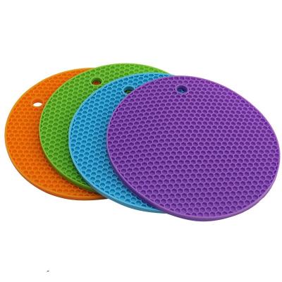 China Wholesale Thickened Anti Scalding Silicone Honeycomb Silicone Tableware Pot Bowl Coaster Viable Factory Place Mat Insulation Round Mat for sale