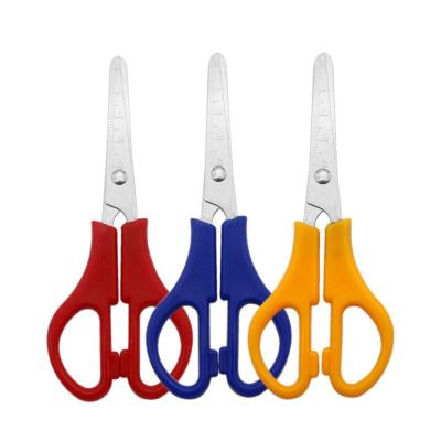 China Cloth /Sewing Scissors 2021 New Model School Student Office Stationery Scissors Round Key Safe Scissors With Comfortable Feel for sale