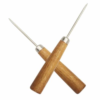 China Stainless Steel Wooden Handle Awl For DIY Handcraft Craft Leather Needle Felting Cross Stitch Tools Pin Multiple Function Accessory for sale