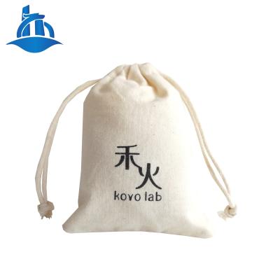 China Custom Handled Manufacturing Process Jewelry Gifts Cotton Bag Logo Cotton Packaging Bags Pull Rope Fabric Bag for sale