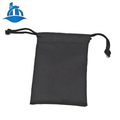 China Latest Design Recyclable Customized Brand Small Gift Bags Logo Printed Black Nylon Tote Drawstring Pouch Jewelry Bag for sale