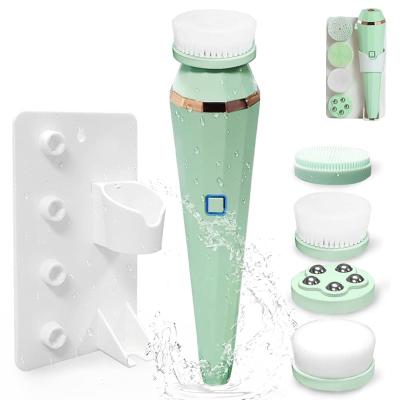 China 2021Newest DEEP CLEANING 5 in 1 Electric Facial Cleansing Brush Makeup Remover with 5 Replaceable Heads Pore Cleaner for sale