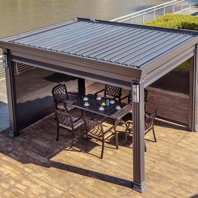 China Factory Customized Hot Selling Easily Assembled Motorized Waterproof Pergola Roof Louvered Gazebo Covers Sunshade With Louvre for sale