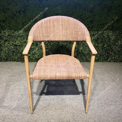 China Modern french texilene mesh sling fabric chairs outdoor table chair set aluminum garden chair and table for sale