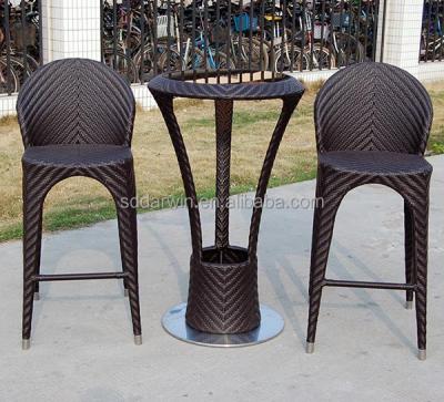 China Modern Rattan Table Top Stools Outdoor Restaurant Garden Furniture Bar Set for sale