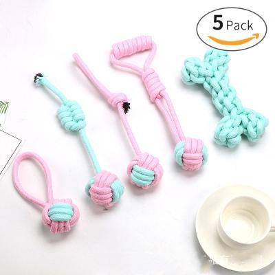 China Viable Puppy Chew Teething Rope Toys Pack Washable Cotton Rope For Dogs Dental Chews Cleaning Dog Teething for sale