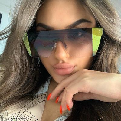 China Fashion Sunglasses Trending Products Shape Custom Rimless Oversized Frame Women Glass Sunglasses 2021 New Arrival for sale