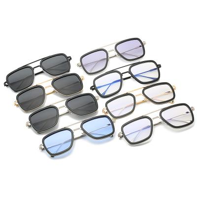 China Fashion Sunglasses Shape Design Tony Stark Iron Man Metal Style Than Frame Shading Sunglasses 2021 Men for sale