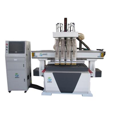 China Long Service Life Multi Processes 4 Heads Cutting CNC Wood Router Machine For Cabinet Door for sale