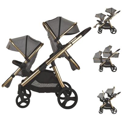 China European Wholesale Luxury And Multifunctional Double Infant Carriage Foldable 3 In 1 Twin Baby Stroller for sale