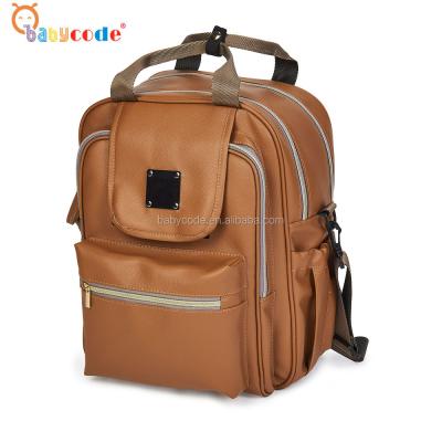 China Purpose Factory Wholesale Multi-Functional PU Mommy Diaper Waterproof Leather Shoulder Bag for sale