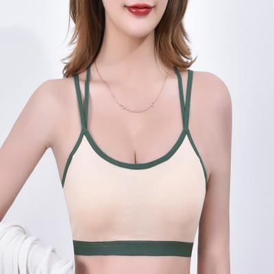 China Breathable Sexy Backless Cross Tie Up Chest Bra Bralette Top Camisole One Piece Sports Cotton Comfy Wrap Tube Gathered Underwear for sale