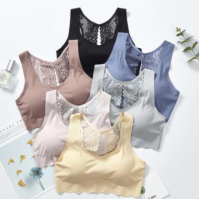 China Solid Color Breathable Underwear Plus Size Removable Pad All-match Lift Up Chest Sexy Tube Wrap Back Beauty Top Bra Lace Up Bralette Bra for sale