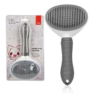 China Pet Grooming Brush Self Cleaning Dog Cat Slicker Brush Remove Dog Bristle Stocked Comb Automatically for sale