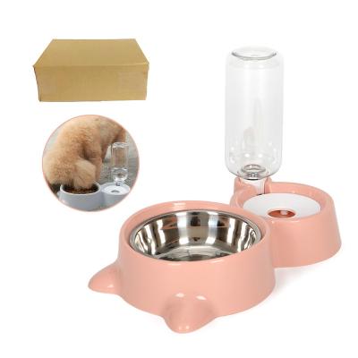 China Double Bowls Detachable Design Automatic Water Refill Double Bowls Pet Food Bowls For Cats Puppies for sale