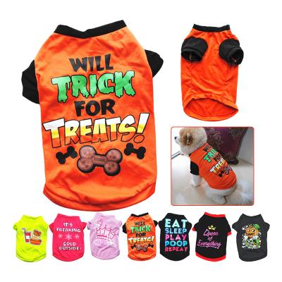 China Cute Printed Soft Breathable Summer Stocked Autumn Puppy Dog Clothes Cotton Pet T-shirt Dog Clothes for sale