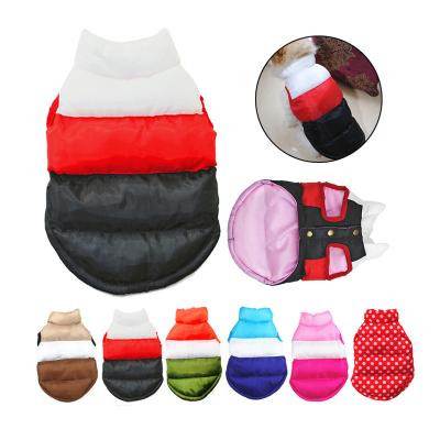 China Stocked Dog Cat Coat With Leash Anchor Color Patchwork Padded Pug Clothes Teddy Chihuahua Jacket Vest Puppy Costumes For Winter for sale