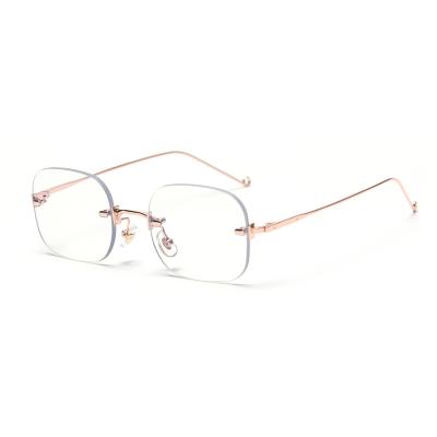 China Fashion Glasses Plating Good Quality Rimless Glasses Lightweight Optical Glasses Prescription Frames Spectacle Eyewear for sale