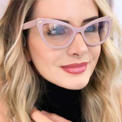 China Fashion Spectacle Cat Eye Frame Women Brand Eyewear Optical Frames Clear Myopia Glasses Frame Red Black for sale