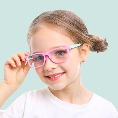 China 2021 Computer Glasses Anti-bruising Bendable Video Game Glasses Anti-bruising Colorful Silicone Frame Kids Anti-bruising Glasses for sale