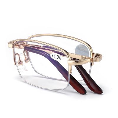 China Ultralight Folding Eyewear Women Men Presbyopia Fashionable Metal Reading Glass Optical Eyewear With Anti Blue Light 1.0 1.5 2.0 for sale