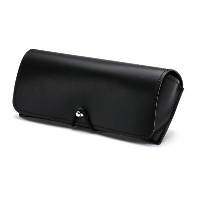 China Black Case UV400 Black Leather Strip Case Sunglasses Case Flat Glasses Lenses Glasses Bag for sale