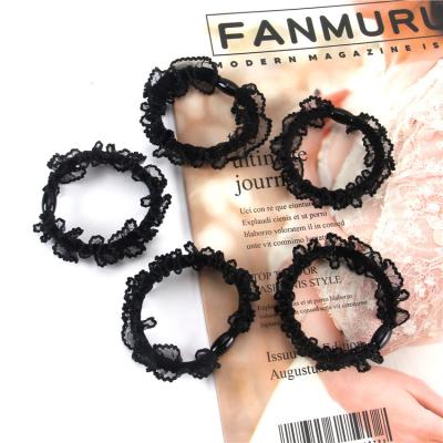 China Wholesale FanYue Fashion Hair Scrunchies Chiffon Black Lace Pony Tail Scrunchies New Easy Hair Accessories for sale