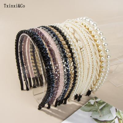 China Fashion FanYue 0.5CM Easy Width Custom High End Crystal Headband Full Diamond Headband Hair Bands For Women Bead for sale