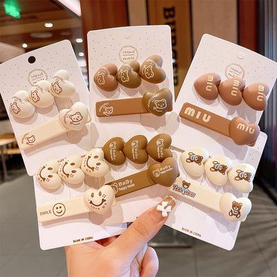 China Fashion Hair Clips Set Lovely Hair Accessories Cute Easy Hair Clips Cartoon Smile Bear Kids Hair Accessories Wholesale 2021 for sale