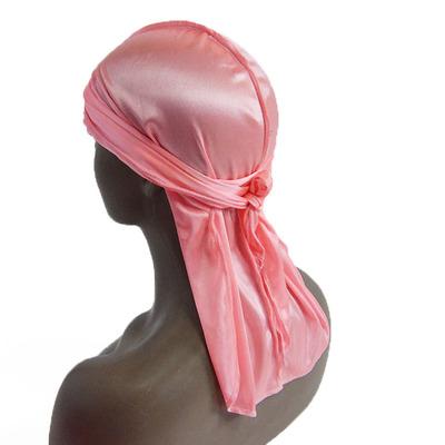 China Accessary 2021 Wholesale Custom Made Pure Color Polyester Hair Faux Silk Fabric Durag New Arrival Durags Multifunctional Stretch Turban Turban for sale