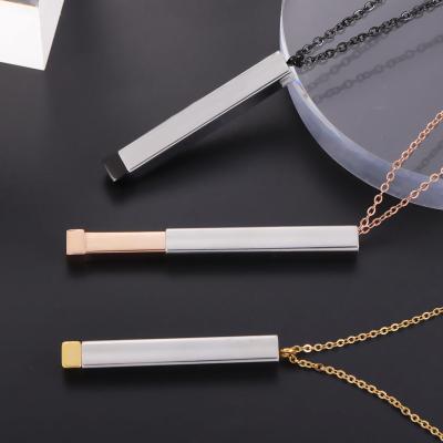 China FanYue High Quality Easy Empty Stainless Steel Gold Bar Necklace 18k 3d Bar Necklace Custom Engraved Birthday Lover Mother's Day Gift for sale