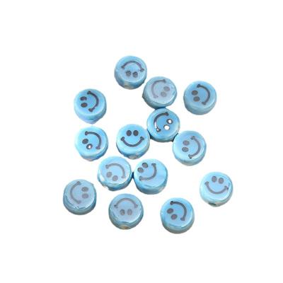 China Custom Easy Cute Fashion FanYue 10MM Ceramic Smile Face Around Loose Bead For Jewelry Making for sale