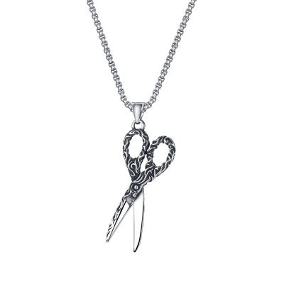 China Fashion Personality Fashion Personality Cool Jewelry Men's Easy Pendant Cool Jewelry FanYue Scissors FanYue Necklace Stainless Steel Men for sale