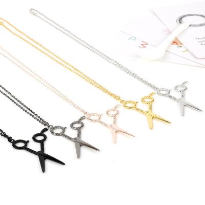 China FanYue New Arrival Color Hair Stylist Scissors Necklace Fashion Hip Multi Easy Hop Sweater Chain Men Women Pendant Necklace Jewelry for sale