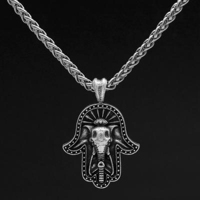 China FanYue alloy easy necklace for men hamsa hand fashion elephant VINTAGE hamsa necklace men for sale