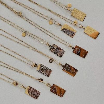 China Easy Tasty 2021 Gold Necklace Zodiac Sign Necklace Stainless Steel Zodiac Tarot Necklace CSI Hip Hop for sale