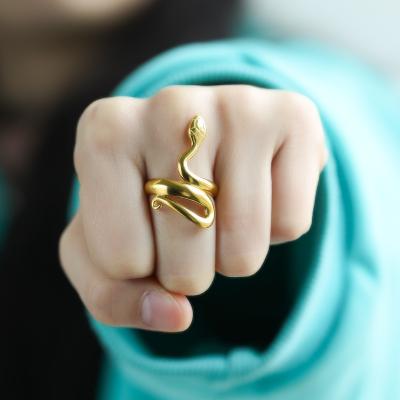 China Gold easy silver rose gold stainless steel snake ring hip hop fashion silver ring jewelry punk ring no stone steel jewelry for sale